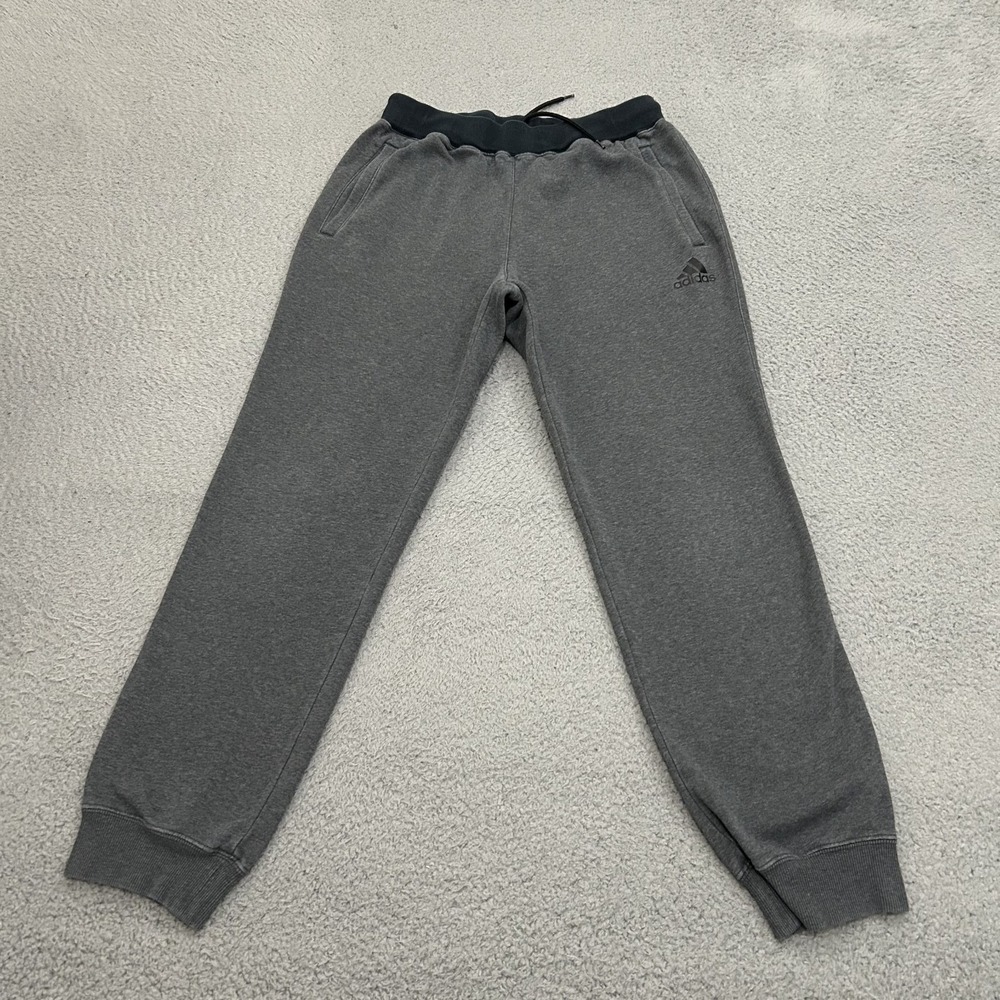 Adidas Pants Mens Medium Gray Sweatpants Joggers Drawstring Pockets Training
